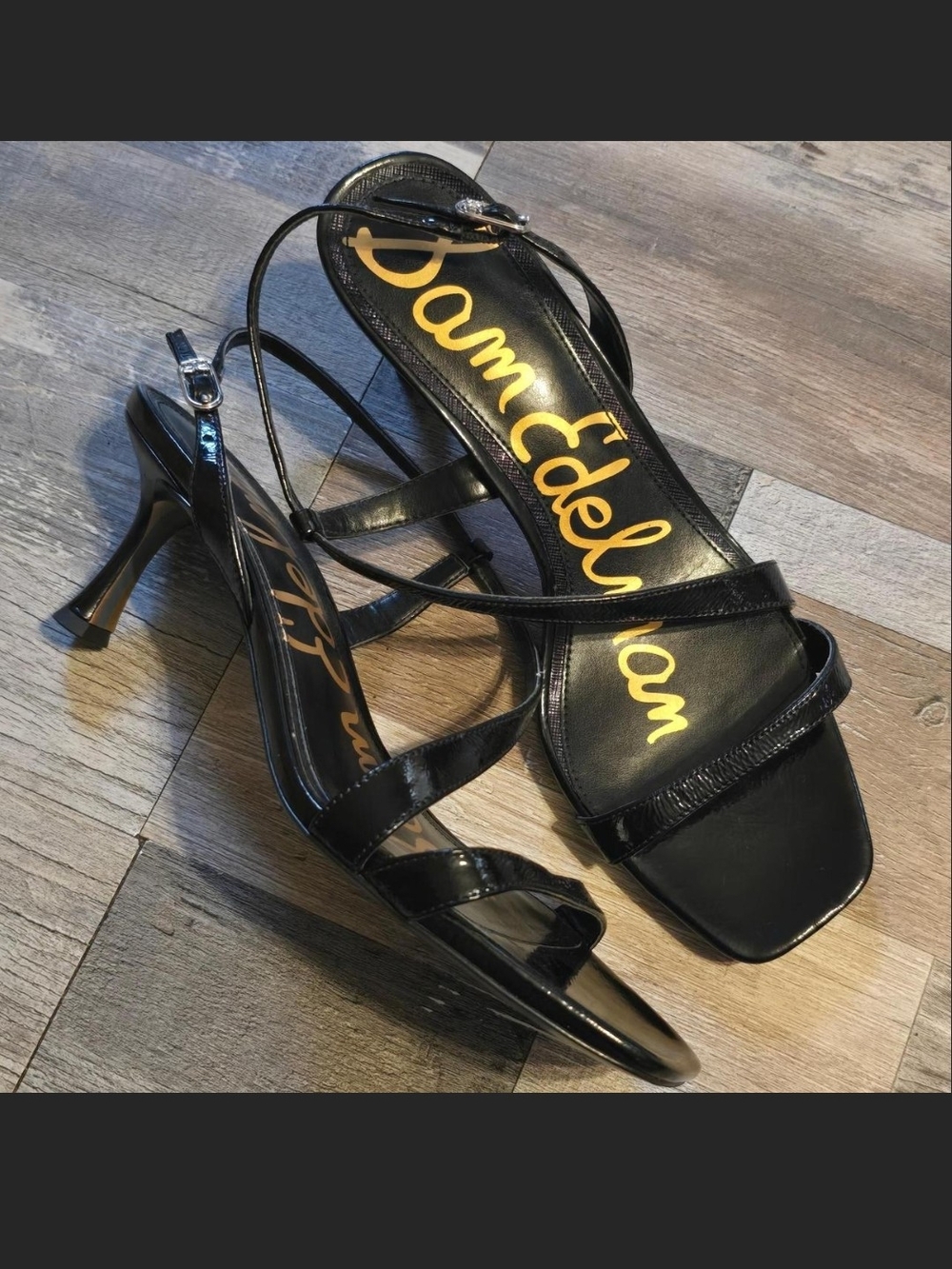 Sam Edelman Black Patent Strappy Sling Sandals